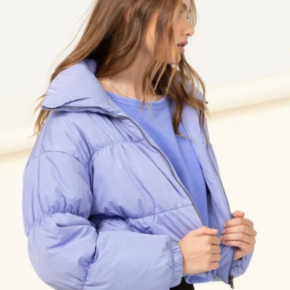 Periwinkle Cropped Puffer Jacket